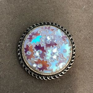 Vintage Rhinestone Floral Flower Western Germany Scarf Clip